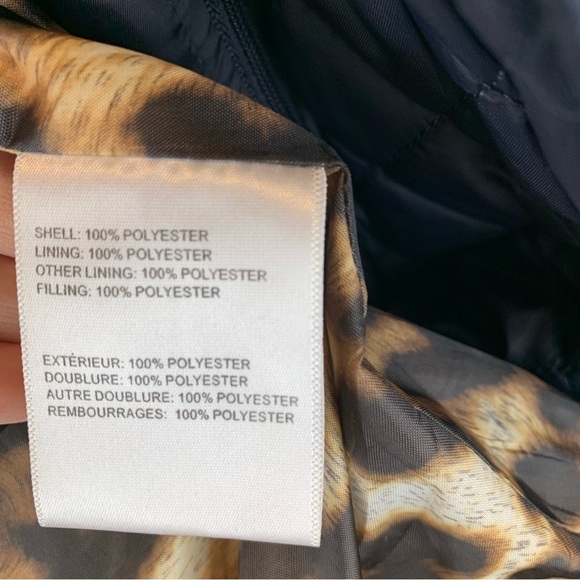 Laundry by Shelli Segal Black Puffer Coat Removable Hood Cheetah Lining sz XS - Picture 14 of 14